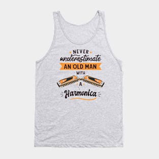 Vintage Harmonica Player Art Tank Top